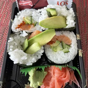 Seattle roll--4 large pieces; a little too much rice but otherwise delicious!