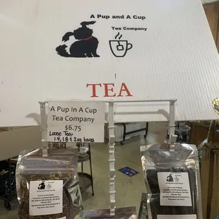 a display of tea bags