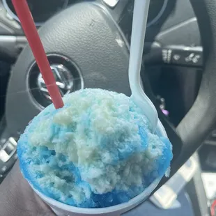 Blue coconut with extra cream