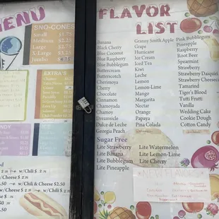 a menu on a window