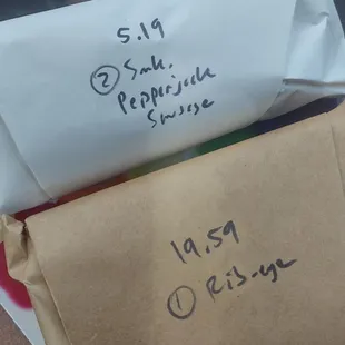 Pepper Jack Sausages and a BEAUTIFUL Ribeye.