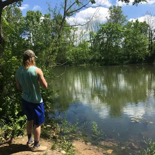 Fishing pond to the right of the driveway