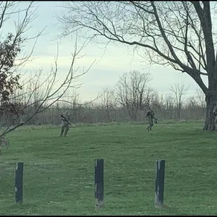 Military maneuvers are held at this park.  Our parks dept allows this, for some strange reason.  Looks like they are carrying real weapons