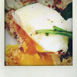 Eggs Florentine with Salmon Croquette