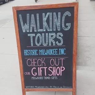 Chalk board outside of meeting place