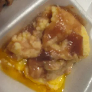 Margarine coagulated on left over Mashed Potatoes