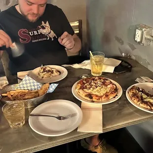 Fish and chips and pizzas