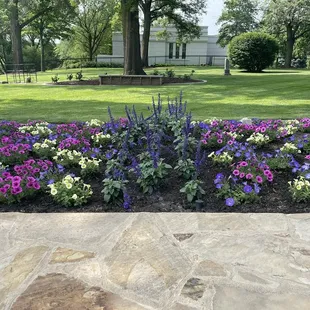 Beautifully landscaped flowerbeds around the cemetery.