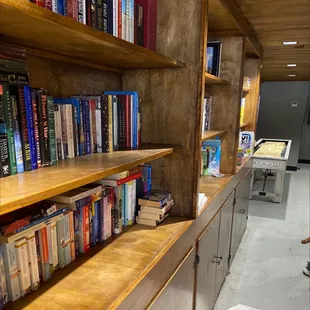 a bookshelf full of books