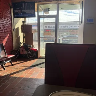 Looking out front. No frills mom and pop establishment