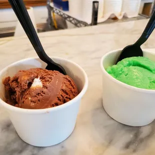 Rocky road ice cream and lime sorbet from O'Brien's