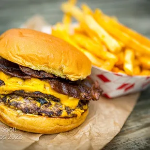 #4 Double Cheese Burger Combo add Bacon