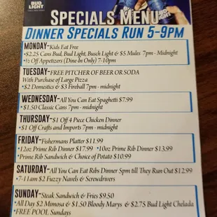 a menu for a special event