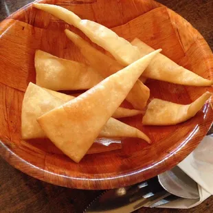 Best part of the meal. Homemade soft and pillowy chips.