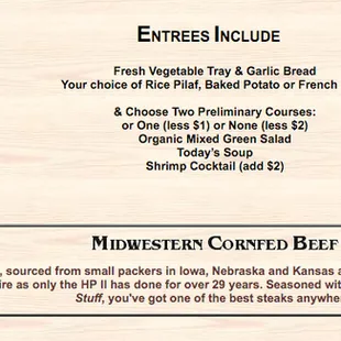 a menu for a restaurant