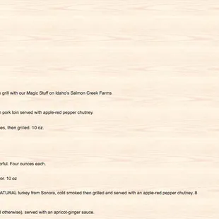 a menu for a restaurant