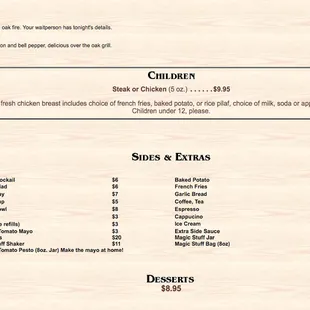 a menu for a restaurant
