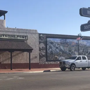 Awesome mural on the side of movie theatre