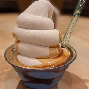Gingerbread soft serve with espresso shots