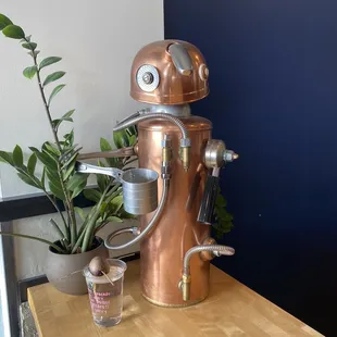 Coffee robot art by the front door