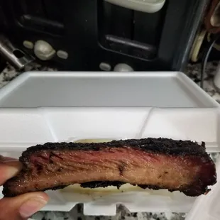 Not fully cooked funny colored rib