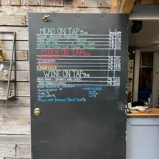 a menu on a blackboard