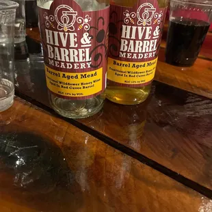 two bottles on a table