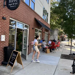 Outside seats and tables