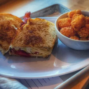 blt sandwich and tater tots