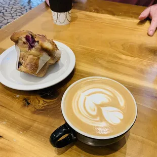 Mocha latte with berry muffin