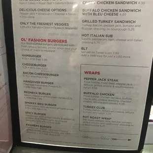 menu, sandwiches