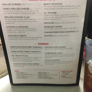 menu