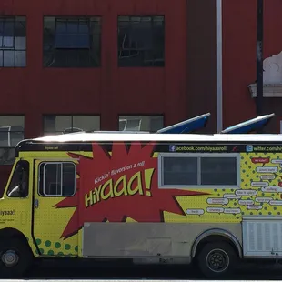 a food truck parked in front of a building