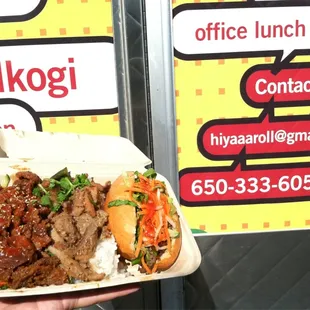 $9 holla! Salad, rice, roll combo. NOM!