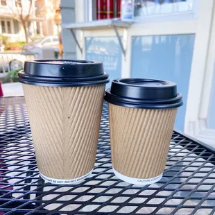 Left: Medium sized latte Right: Small sized latte