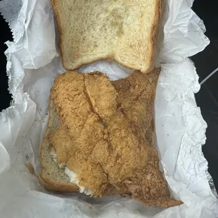 Fried Fish on White Toast..