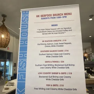 the menu for the restaurant