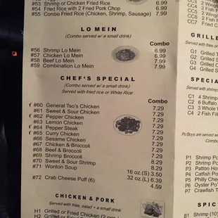 menu