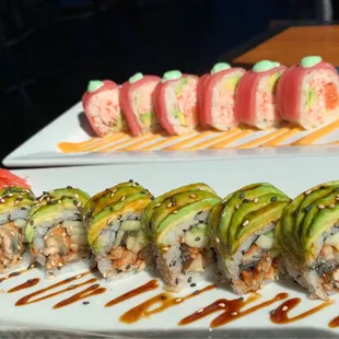Front: Caterpillar roll. Back: HK roll (minus a few pieces)