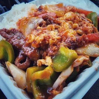 Beef Scrambled Egg Over Rice