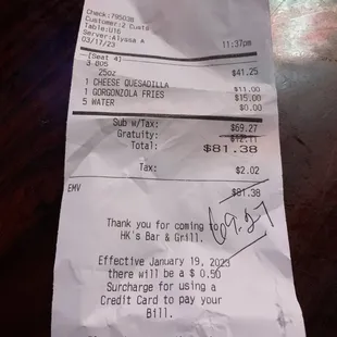 Our receipt
