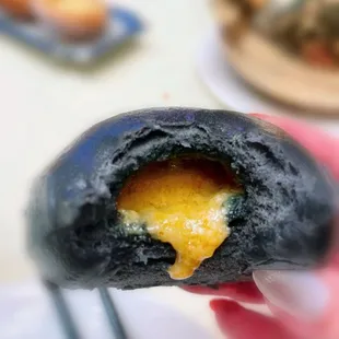 Inside of Salted Egg Yolk Lava Black Buns
