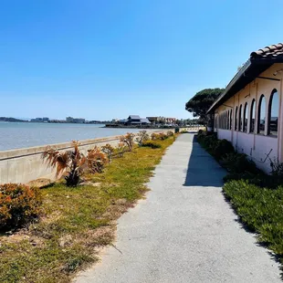 Outside - you can see the planes take off and land in the nearby airport