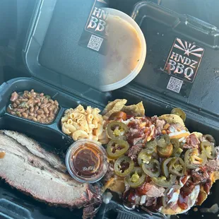Brisket plate and nacho brisket