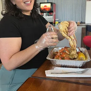 a woman eating a meal