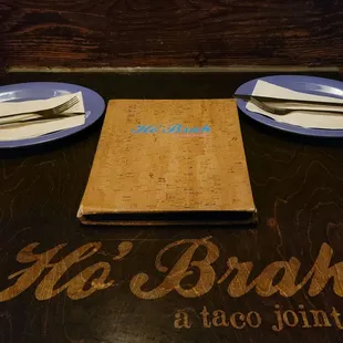  menu on a table