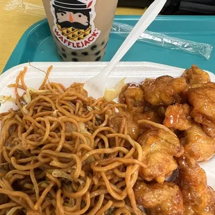 boba and a plate of food