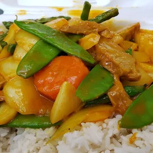 Curry mock duck ($10). Tangy, spicy and interesting.