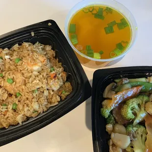 a meal of rice and vegetables