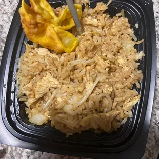 Chicken Fried Rice &amp; Crab Rangoon.
